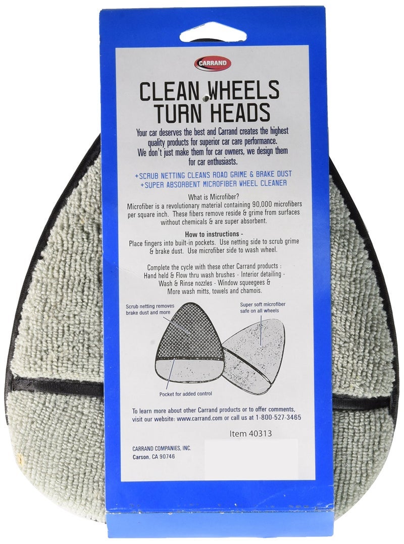Carrand 40313 2-in-1 Microfiber Wheel Detailer Wash Mitt , Grey - Image 2